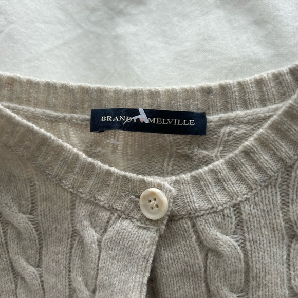 Brandy Melville Cream Cable Knit Cardigan - Picture 2 of 3